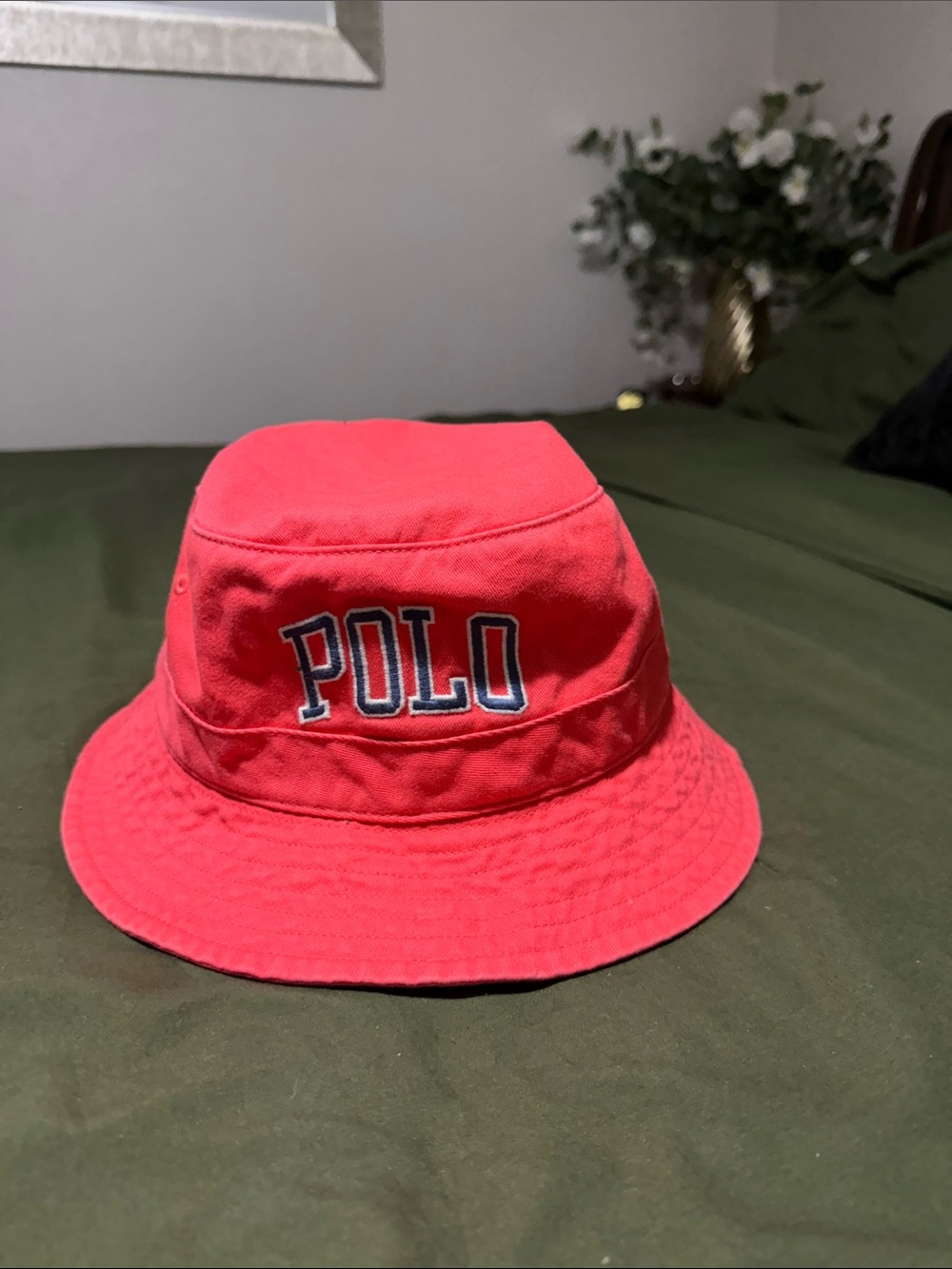 Polo by Ralph Lauren Bright Coral Kids' Bucket Hat with Embroidered POLO